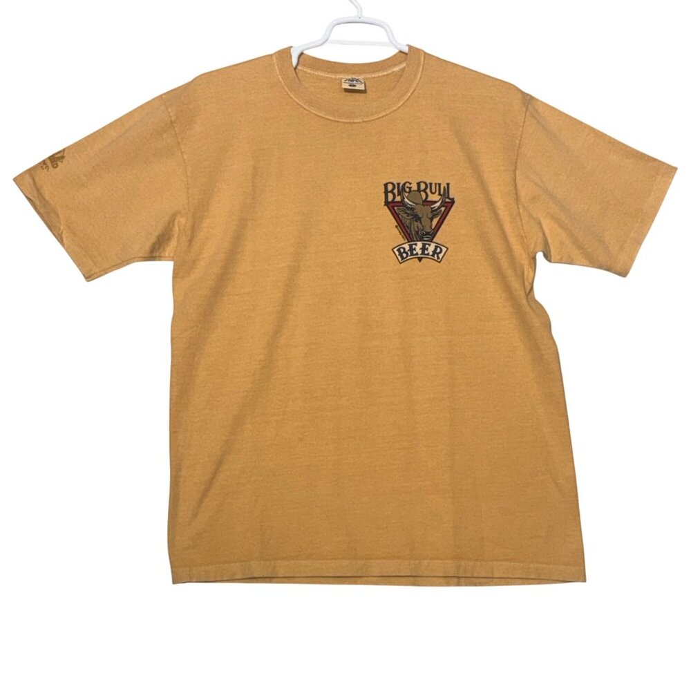 Vintage 90s Crazy Shirts BIG BULL BEER Dyed T-Shirt Single Stitch Large Haw
